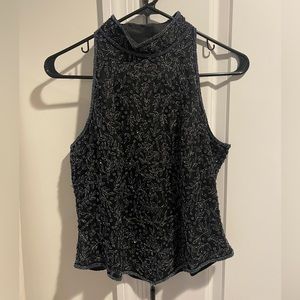 Black Beaded Evening Wear Top by Papell - Vintage